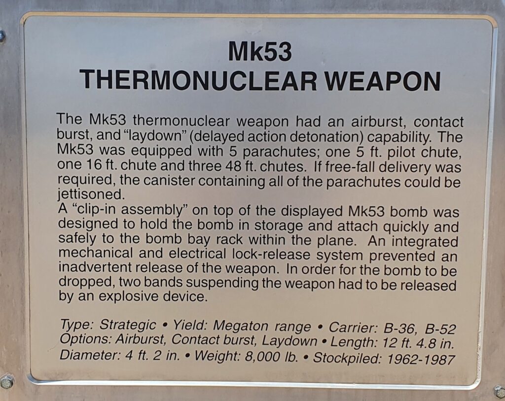 MK53 THERMONUCLEAR WEAPON MEMORIAL PLAQUE