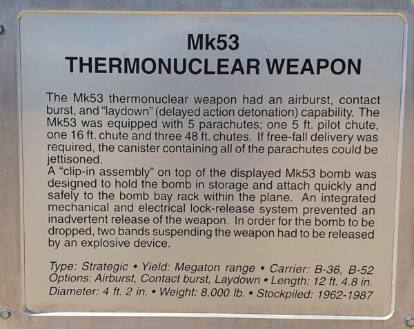 MK53 THERMONUCLEAR WEAPON MEMORIAL PLAQUE