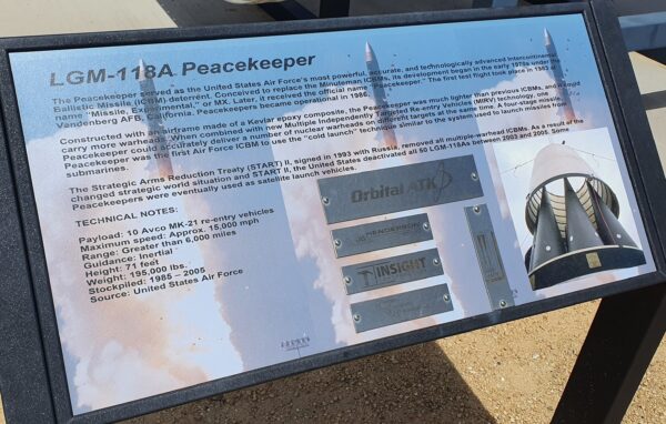 LGM-118A PEACEKEEPER MEMORIAL MISSILE PLAQUE