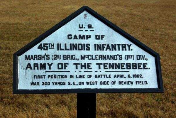 CAMP OF 45TH ILLINOIS INFANTRY MEMORIAL PLAQUE