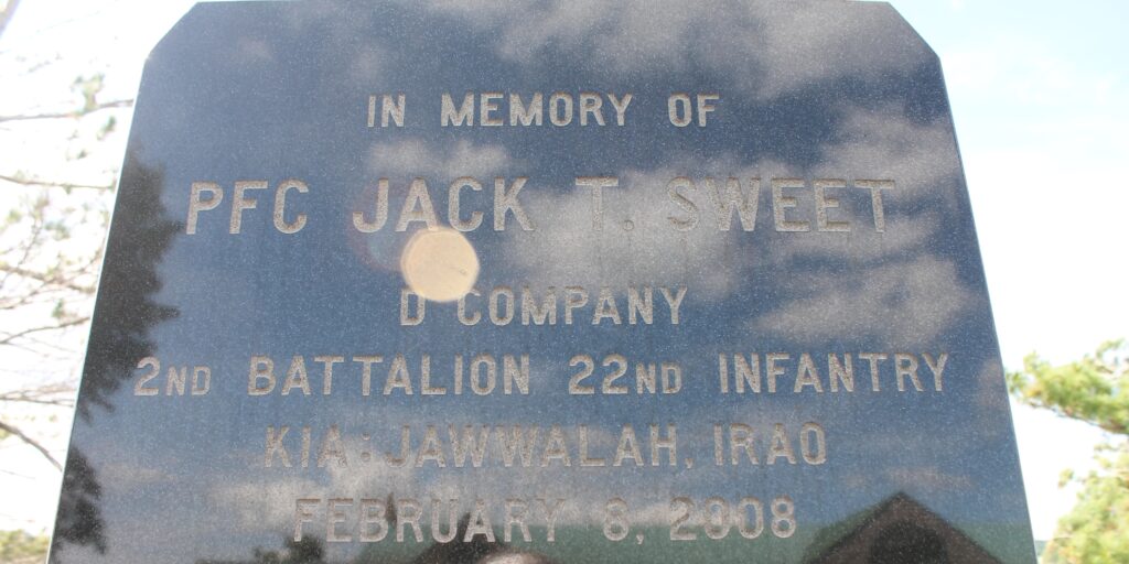PFC JACK T. SWEET WAR MEMORIAL CLOSE-UP
