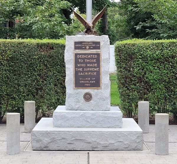 VILLAGE OF GREENLAWN SUPREME SACRIFICE WAR MEMORIAL FRONT