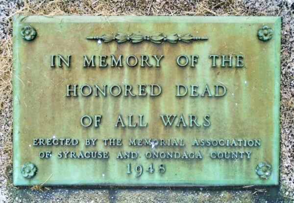 MEMORIAL ASSOCIATION OF SYCRAUSE HONORED DEAD OF ALL WARS PLAQUE