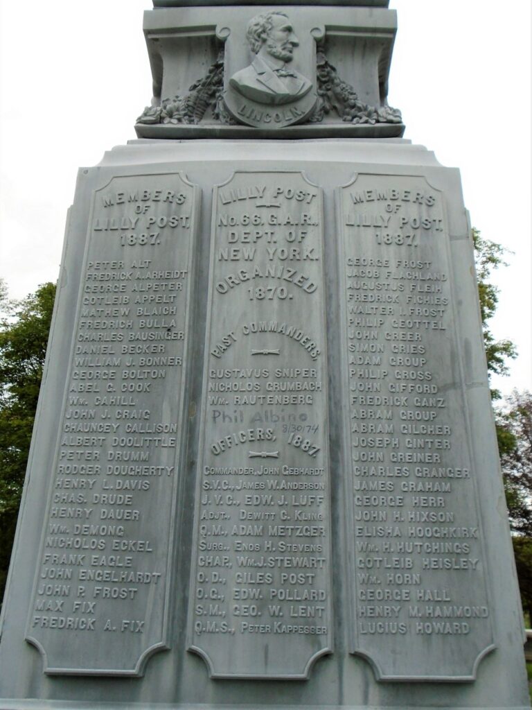 LILLY POST NO. 66 G.A.R. CIVIL WAR MEMORIAL SIDE A