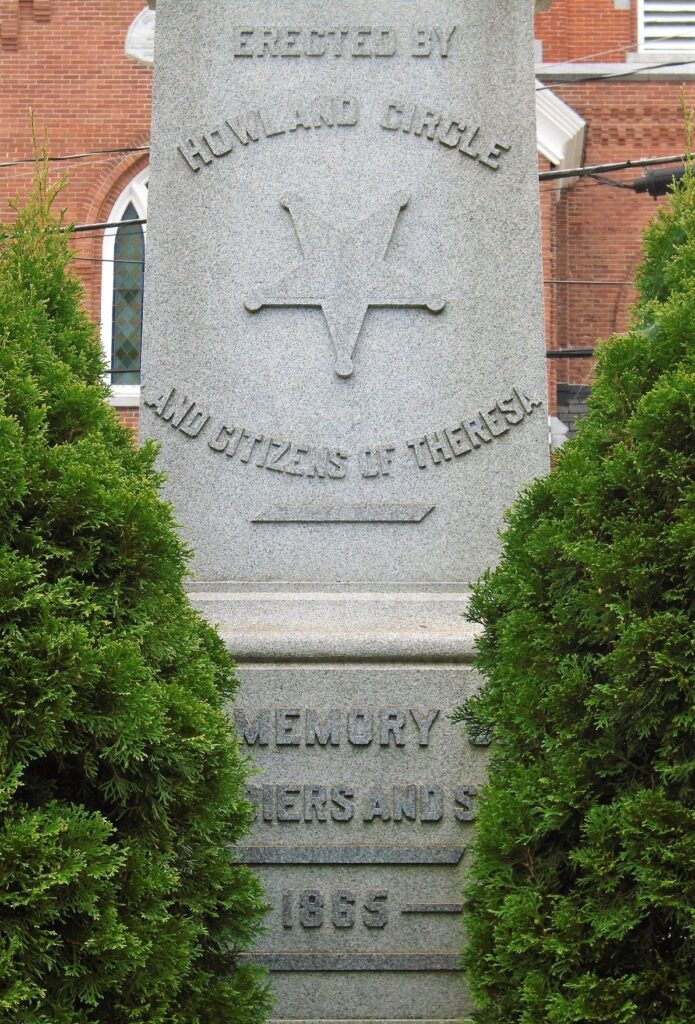 HOWLAND CIRCLE AND CITIZENS OF THERESA CIVIL WAR MEMORIAL DEDICATION STONE