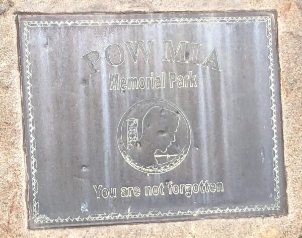 POW MIA MEMORIAL PARK PLAQUE