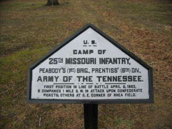 CAMP OF 25TH MISSOURI INFANTRY MEMORIAL PLAQUE