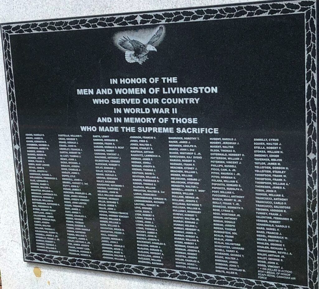 LIVINGSTON WORLD WAR II MEMORIAL PLAQUE RENEWED