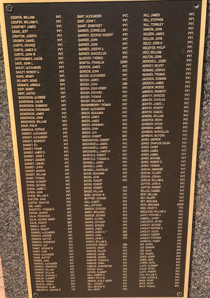 UNITED STATES COLORED TROOPS CIVIL WAR MEMORIAL PLAQUE B