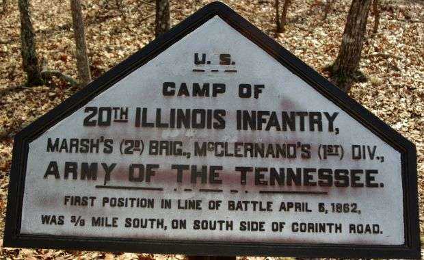 CAMP OF 20TH ILLINOIS INFANTRY MEMORIAL PLAQUE
