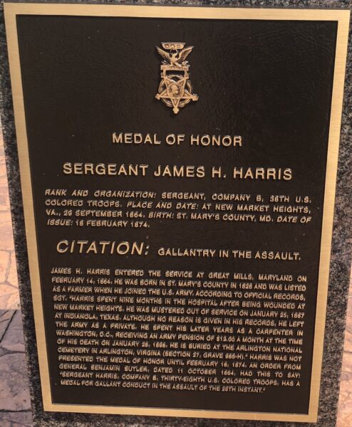 MEDAL OF HONOR SERGEANT JAMES H. HARRIS WAR MEMORIAL PLAQUE