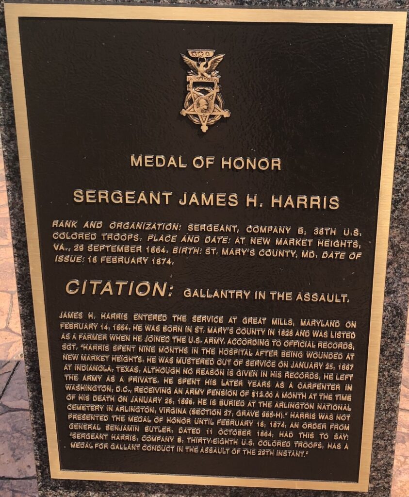 MEDAL OF HONOR SERGEANT JAMES H. HARRIS WAR MEMORIAL PLAQUE