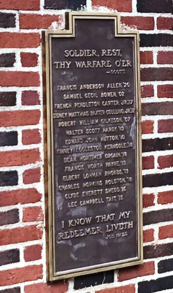 SOLDIER, REST, THY WARFARE O’ER MEMORIAL PLAQUE