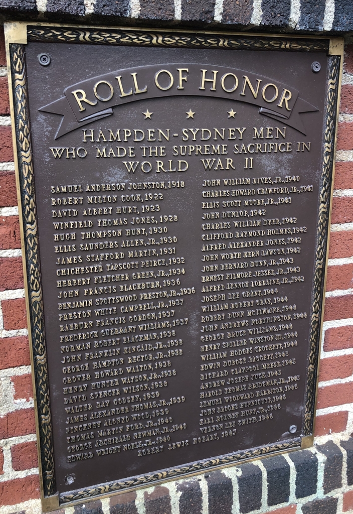 HAMPDEN-SYDNEY MEN WHO MADE THE SUPREME SACRIFICE IN WORLD WAR II MEMORIAL PLAQUE