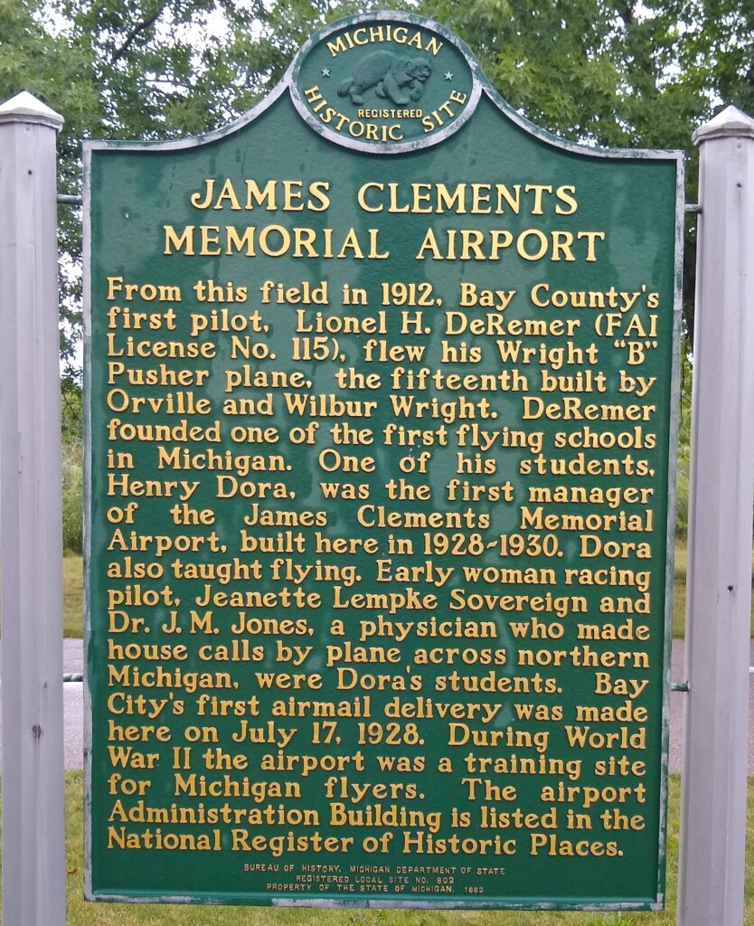 JAMES CLEMENTS MEMORIAL AIRPORT MARKER BACK