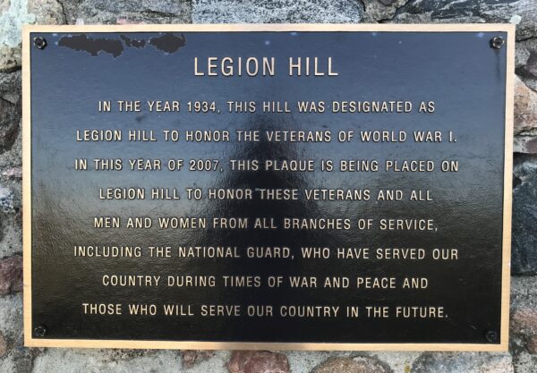 LEGION HILL WAR MEMORIAL PLAQUE