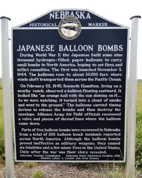 JAPANESE BALLOON BOMBS WAR MEMORIAL MARKER