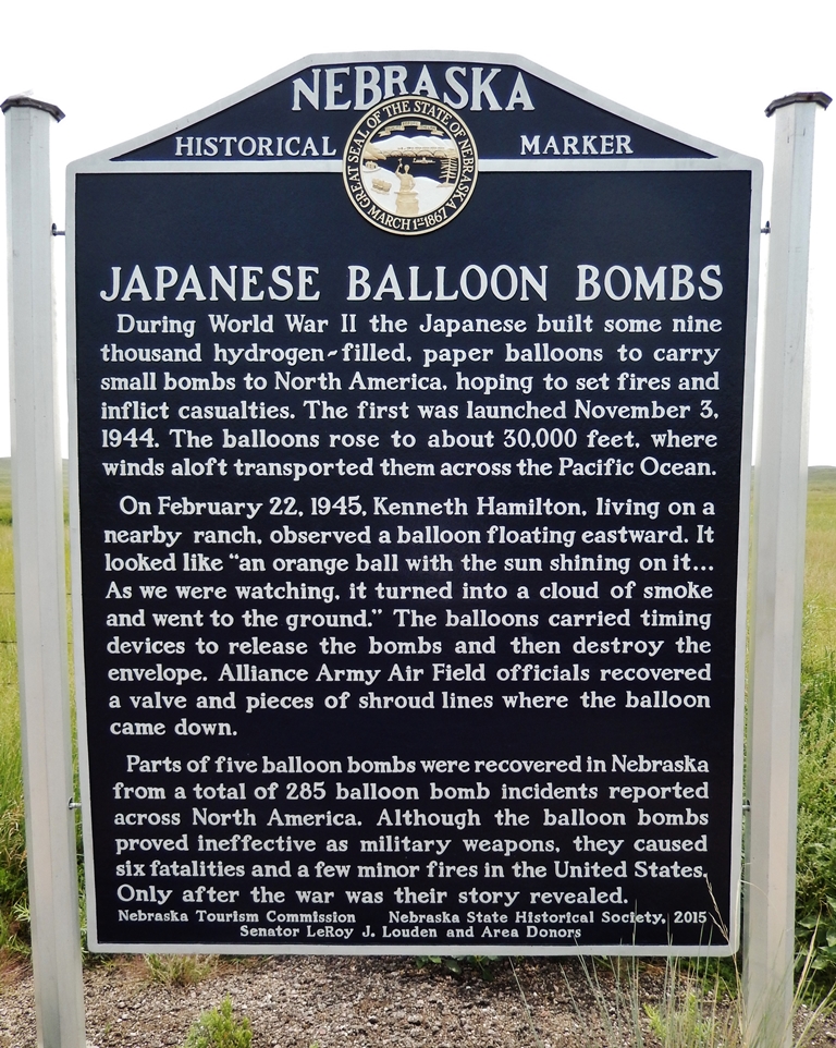 JAPANESE BALLOON BOMBS WAR MEMORIAL MARKER