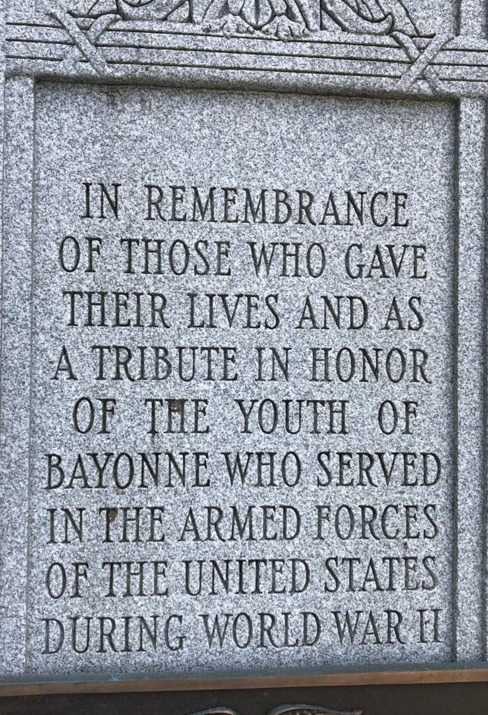 BAYONNE WORLD WAR II MEMORIAL STONE