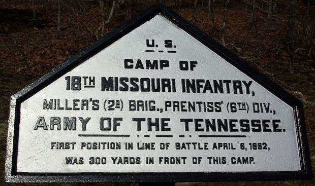 CAMP OF 18TH MISSOURI INFANTRY MEMORIAL PLAQUE
