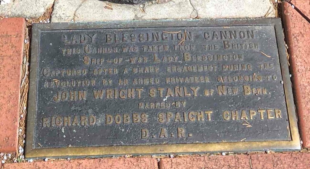 LADY BLESSINGTON CANNON REVOLUTIONARY WAR MEMORIAL PLAQUE