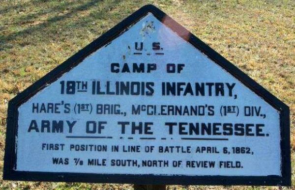CAMP OF 18TH ILLINOIS INFANTRY MEMORIAL PLAQUE