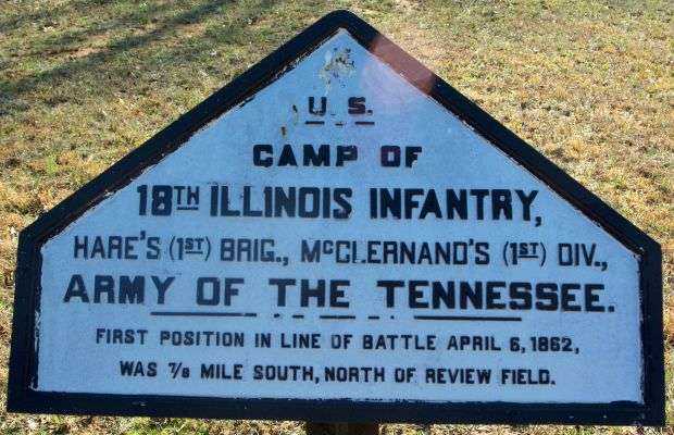 CAMP OF 18TH ILLINOIS INFANTRY MEMORIAL PLAQUE