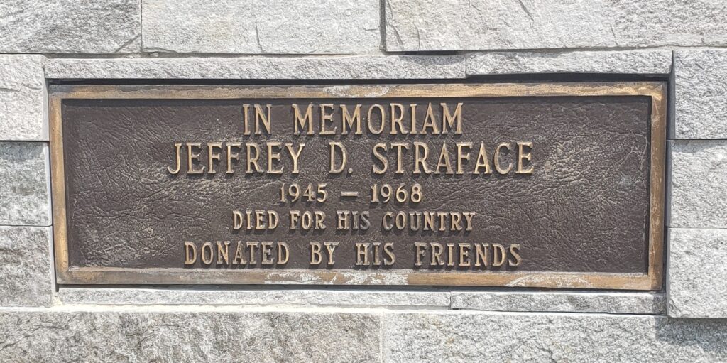 IN MEMORIAM JEFFREY D. STARFACE WAR MEMORIAL PLAQUE