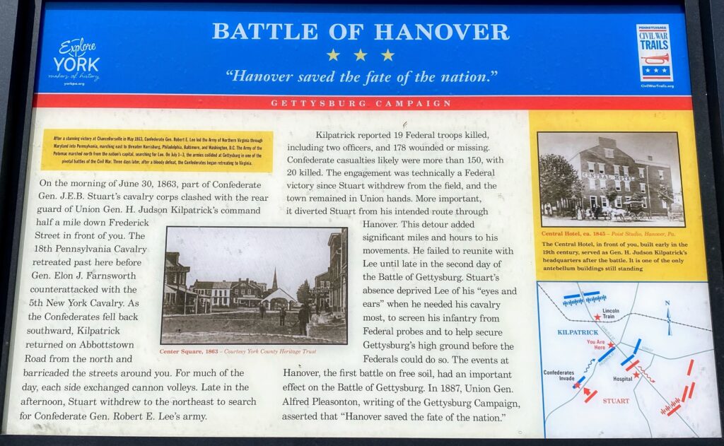 BATTLE OF HANOVER “HANOVER SAVED THE FATE OF THE NATION” MEMORIAL PANEL