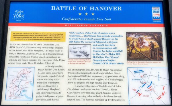 BATTLE OF HANOVER CONFEDERATES INVADE FREE SOIL MEMORIAL PANEL