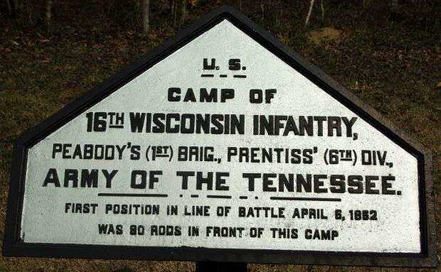 CAMP OF 16TH WISCONSIN INFANTRY MEMORIAL PLAQUE