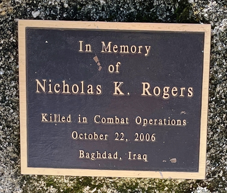 NICHOLAS K. ROGERS WAR MEMORIAL  PLAQUE