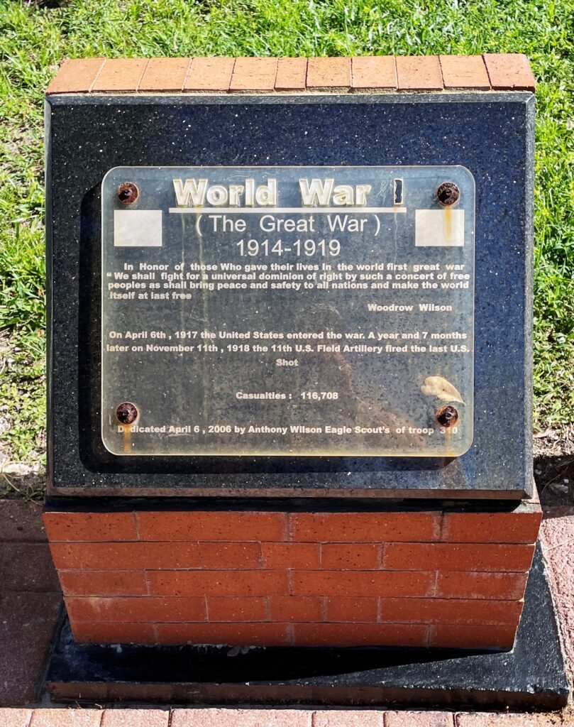 EAGLE SCOUT’S OF TROOP 310 WORLD WAR I MEMORIAL