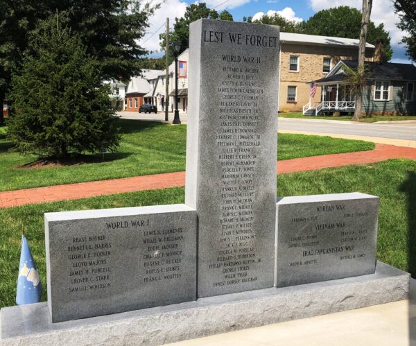 AMELIA COUNTY VETERANS CENTER WAR MEMORIAL BACK