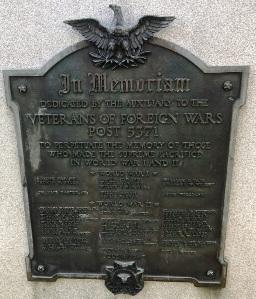 IN MEMORIAM POST 5371 WAR MEMORIAL PLAQUE