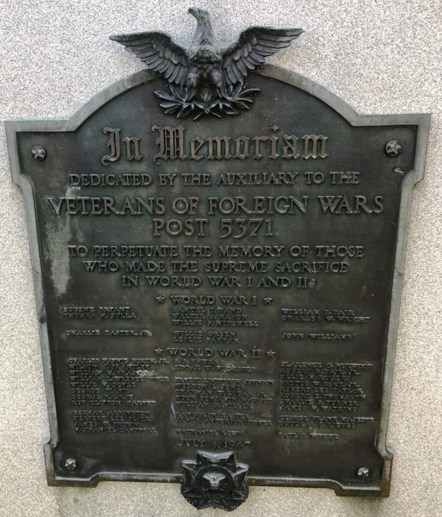 IN MEMORIAM POST 5371 WAR MEMORIAL PLAQUE