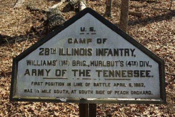 CAMP OF 28TH ILLINOIS INFANTRY MEMORIAL PLAQUE