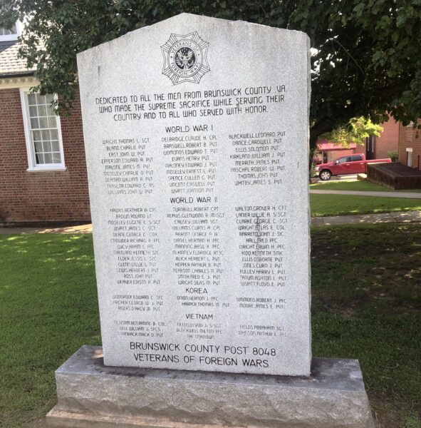 BRUNSWICK COUNTY, VA. VETERANS MEMORIAL