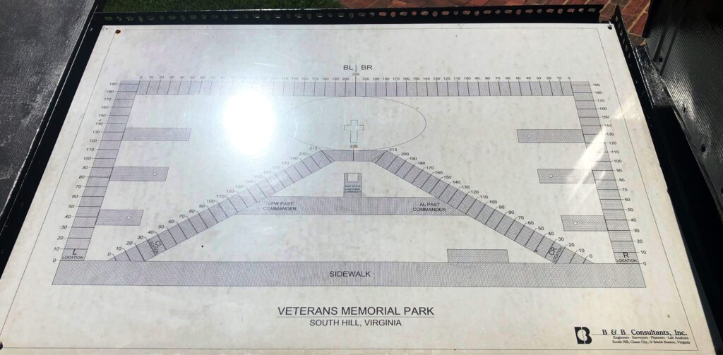 SOUTH HILL, VIRGINIA VETERANS MEMORIAL PARK PLAQUE B