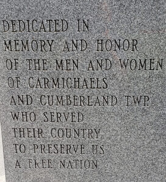 CARMICHAELS AND CUMBERLAND TWP. VETERANS MEMORIAL STONE A