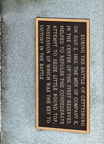 COMPANY K CIVIL WAR MEMORIAL PLAQUE C