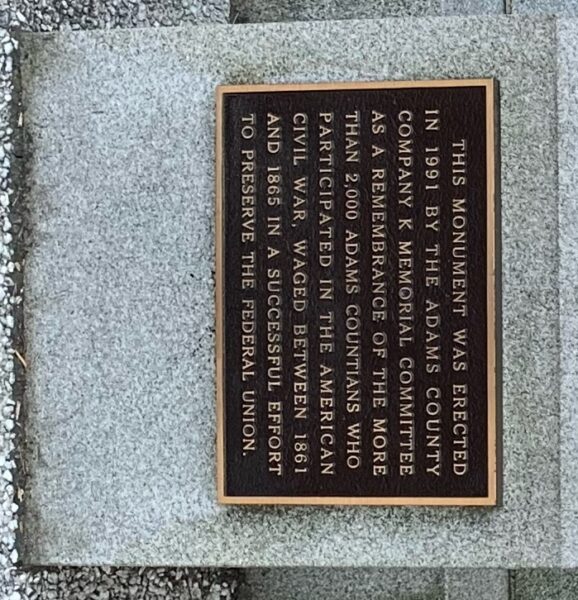 COMPANY K CIVIL WAR MEMORIAL PLAQUE B
