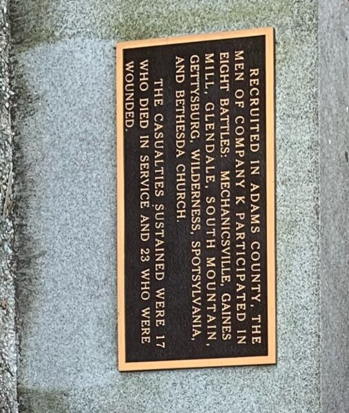 COMPANY K CIVIL WAR MEMORIAL PLAQUE A
