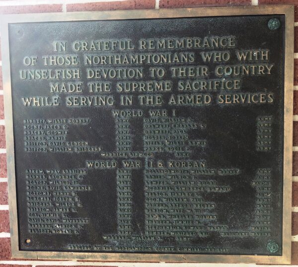 NORTHAMPTON MEMORIAL LIBRARY BUILDING PLAQUE B