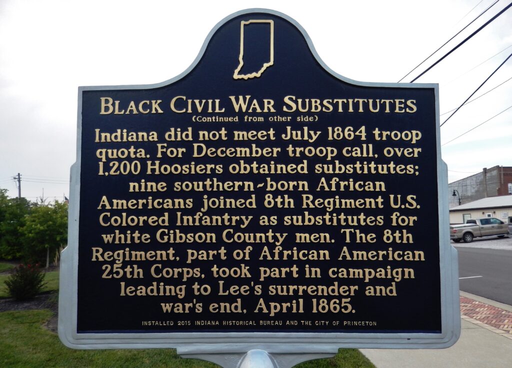BLACK CIVIL WAR SUBSTITUES MEMORIAL MARKER BACK