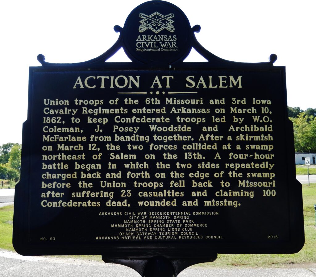 ACTION AT SALEM WAR MEMORIAL MARKER