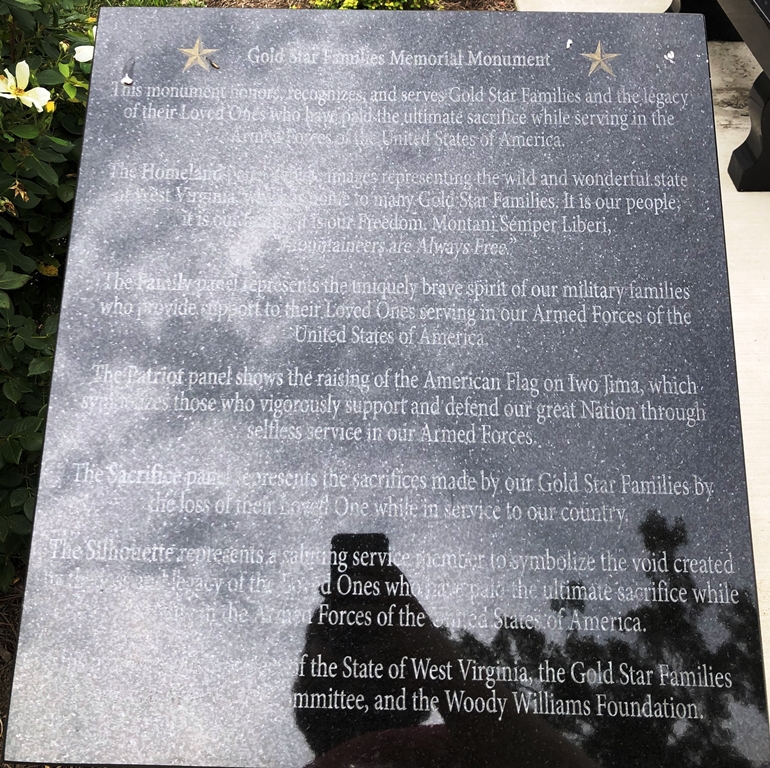 WEST VIRGINIA GOLD STAR FAMILIES MEMORIAL MONUMENT PLAQUE