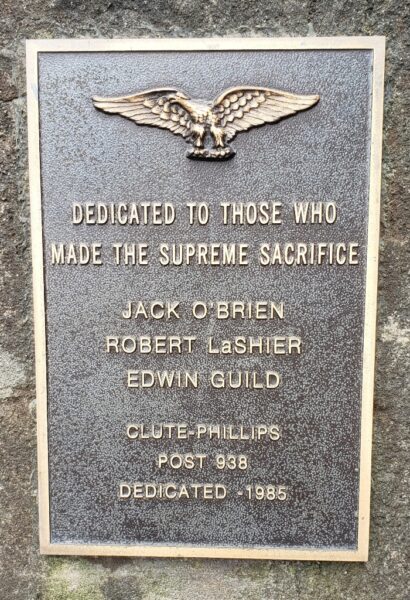 CUTE-PHILLIPS POST 938 WAR VETERANS MEMORIAL PLAQUE B