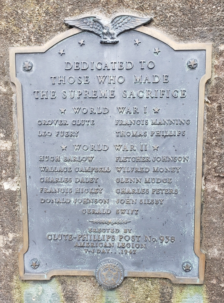 CUTE-PHILLIPS POST 938 WAR VETERANS MEMORIAL PLAQUE A