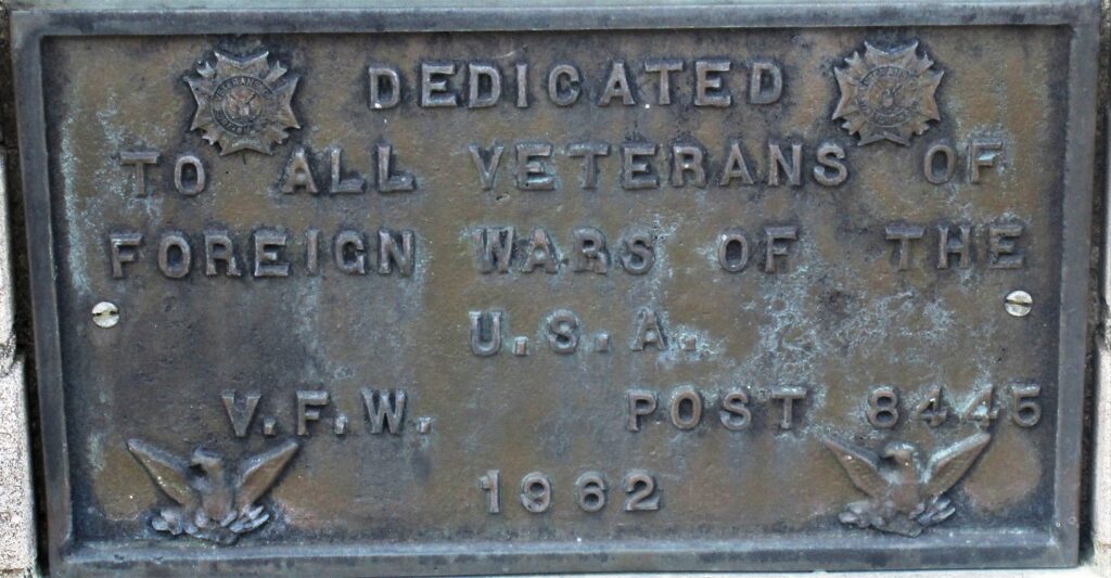 V.F.W. POST 8445 ALL WAR VETERANS MEMORIAL PLAQUE